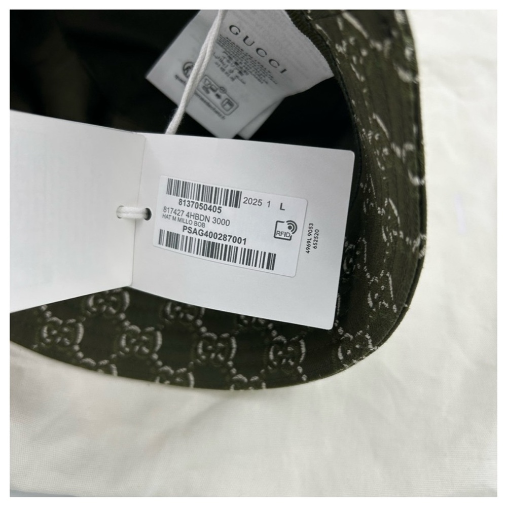 Men's Gucci GG shadow
JACQUARD bucket hat in Olive, green cotton size large - Picture 4 of 4